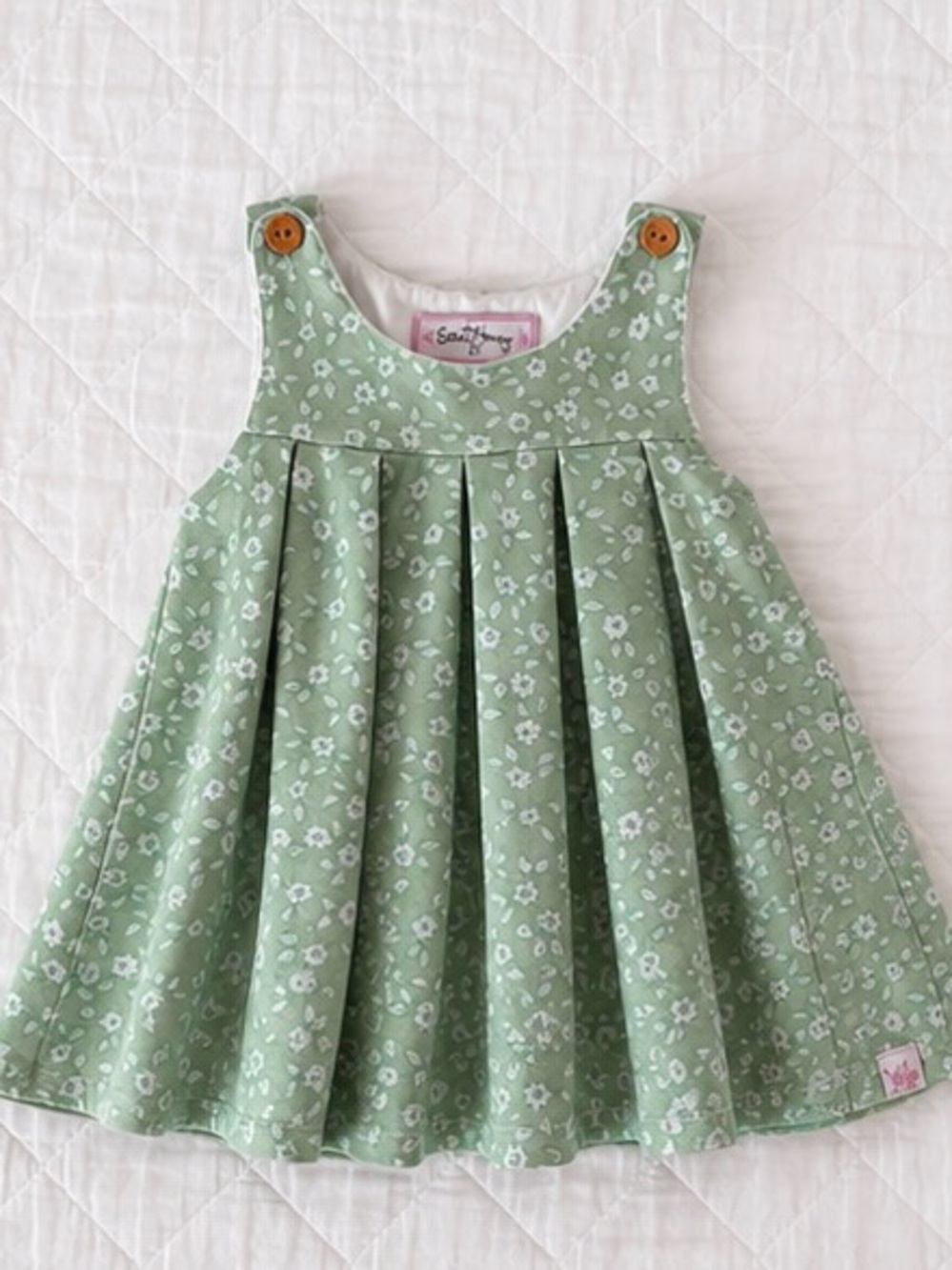 SweetHoney Girls 2T Sage Green Floral Pleated Boutique Dress